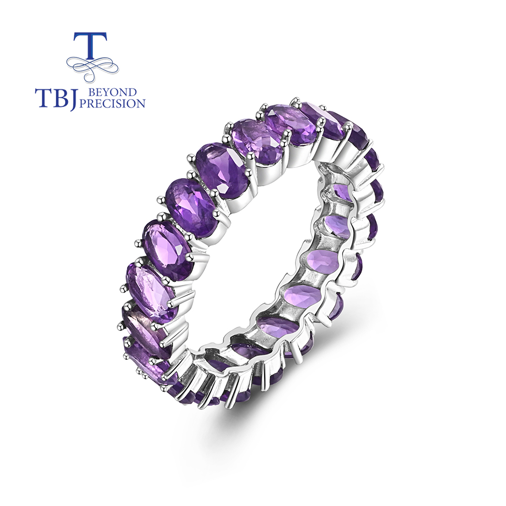 Birthstone Ring Set - Natuurlijke amethist edelsteen, eenvoudige 925 sterling
