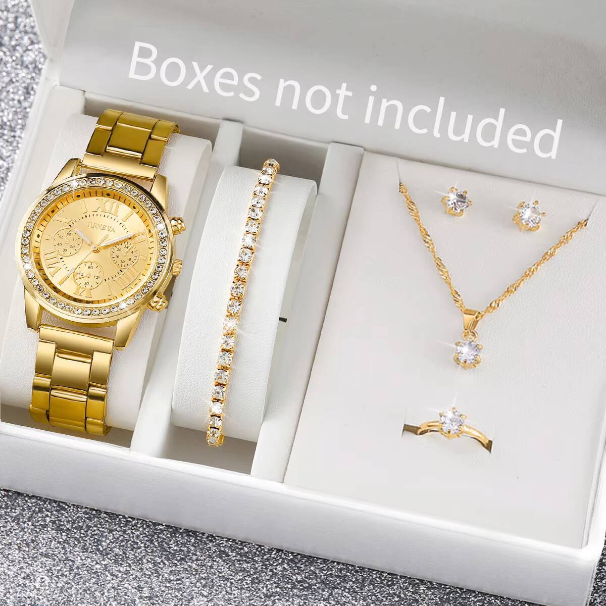 Jewelry Watches Women - 6 stks/set mode strass dameshorloges analoog