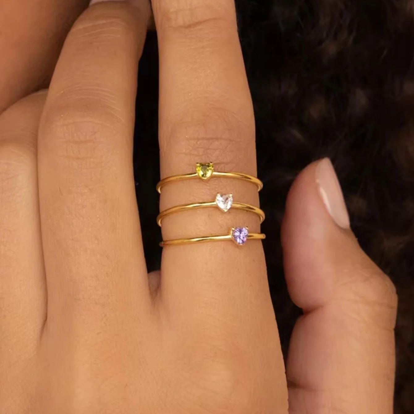 Birthstone Ring Set - 12 Geboortesteen Zirconia Hart Ringen voor