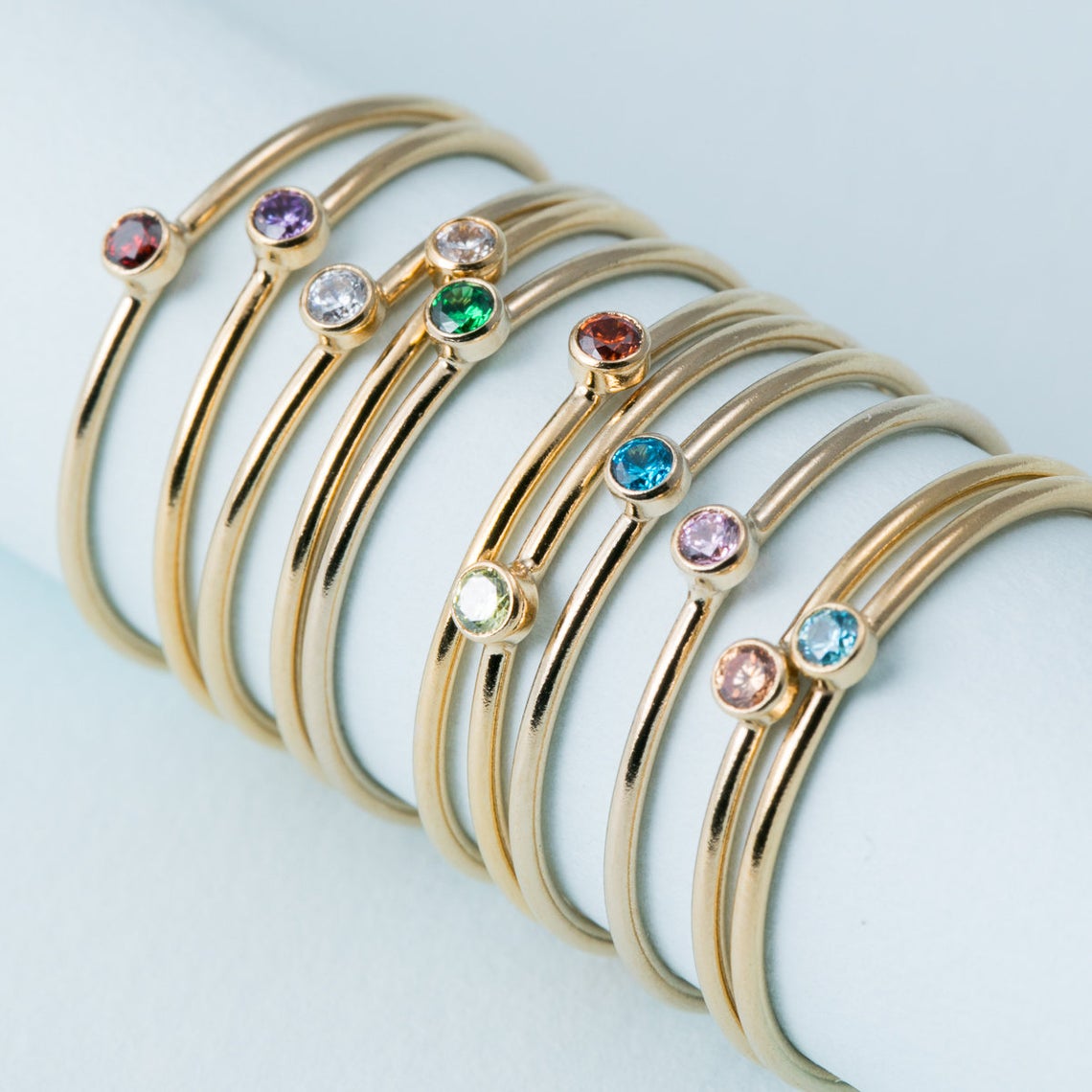 Geboortesteen Ring 14K goud ge - Birthstone Ring Set recensie en prijs