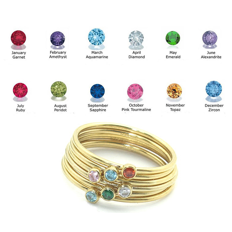 Geboortesteen Ring 14K goud ge - Birthstone Ring Set recensie en prijs