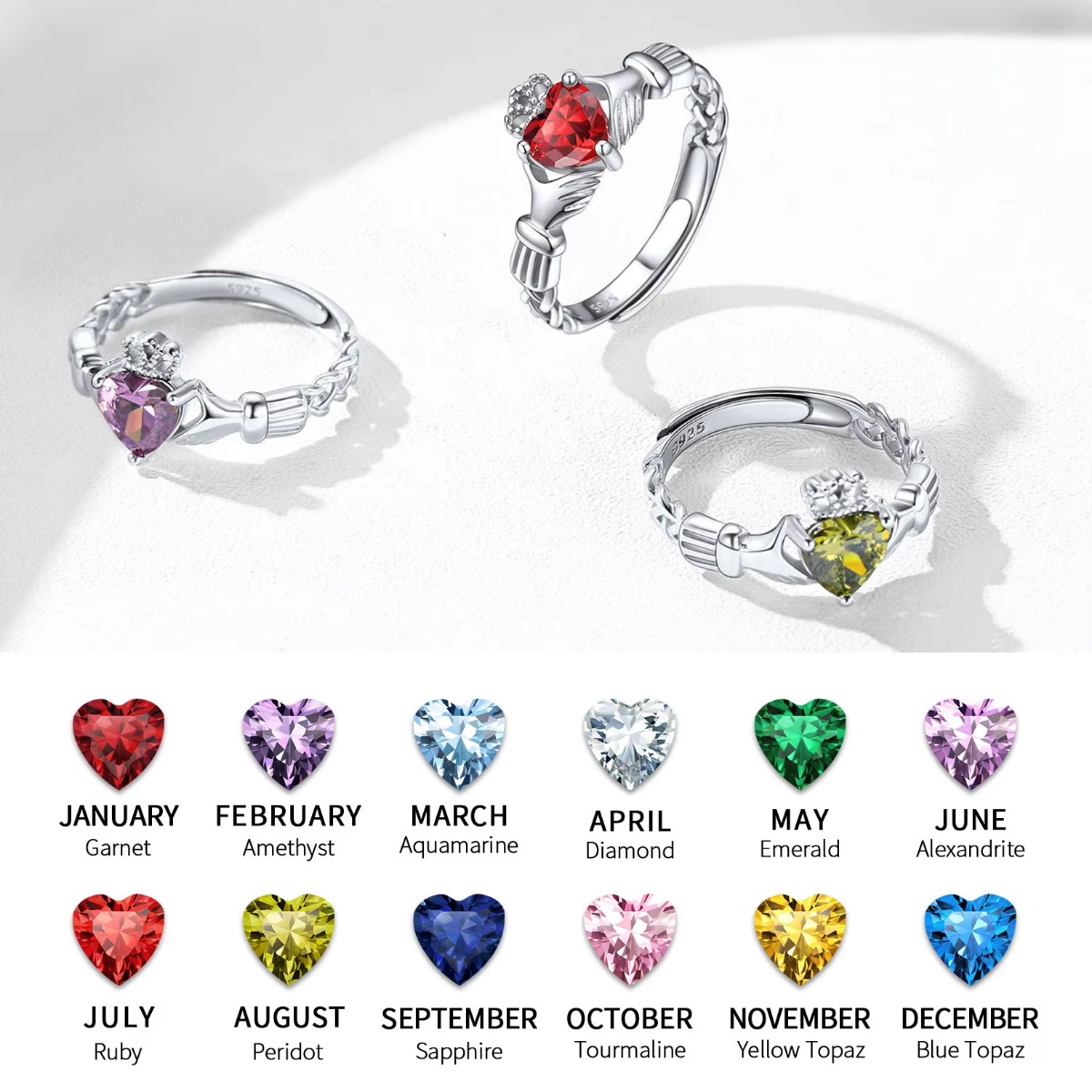 U7 3 mm 925 zilveren Claddagh- - Birthstone Ring Set recensie en prijs