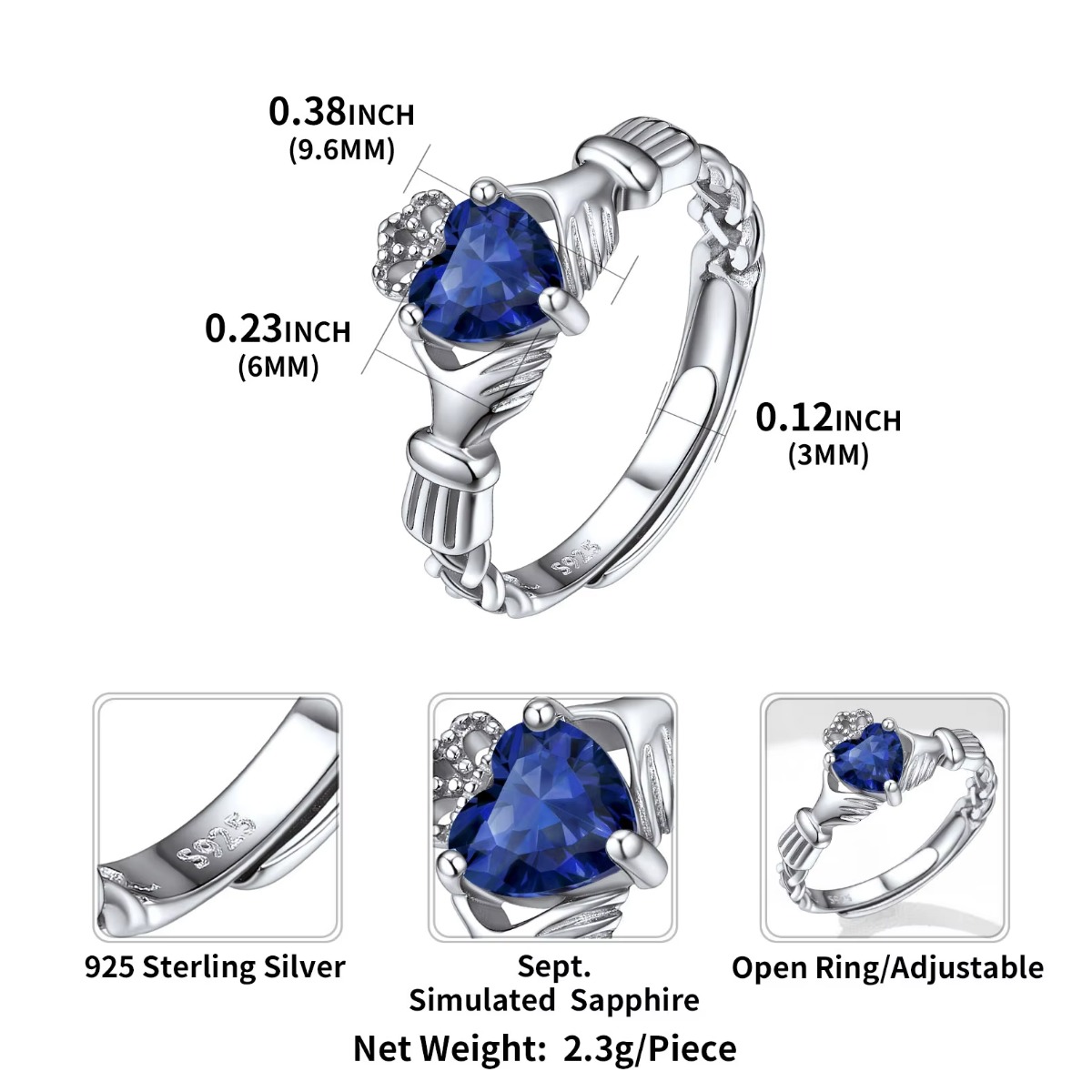 U7 3 mm 925 zilveren Claddagh- - Birthstone Ring Set recensie en prijs