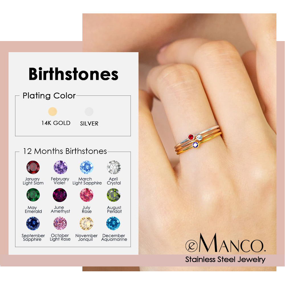 EMANCO Roestvrijstalen Geboort - Birthstone Ring Set recensie en prijs