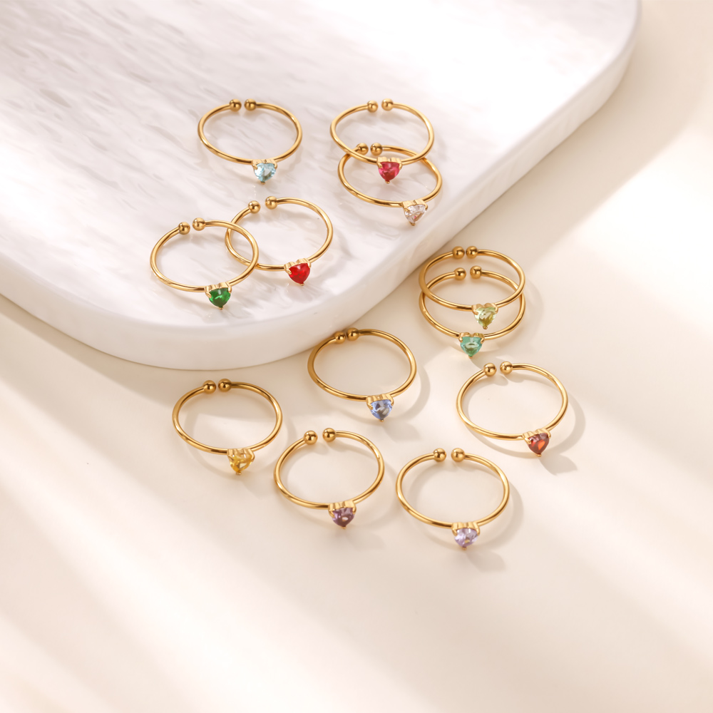 12 Geboortesteen Zirconia Hart - Birthstone Ring Set recensie en prijs