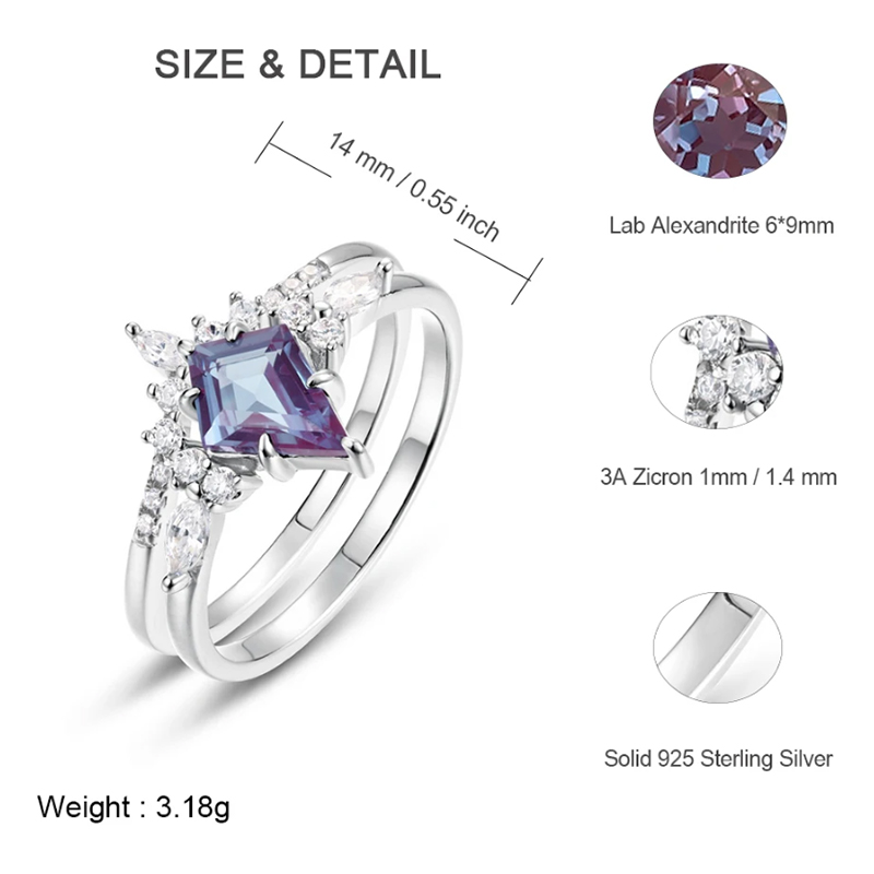 ALLNOEL Kite Cut 0.91ct Alexan - Birthstone Ring Set recensie en prijs