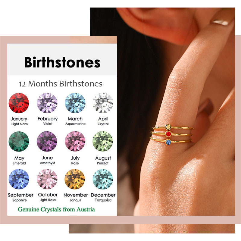 Roestvrij staal geboortesteen  - Birthstone Ring Set recensie en prijs