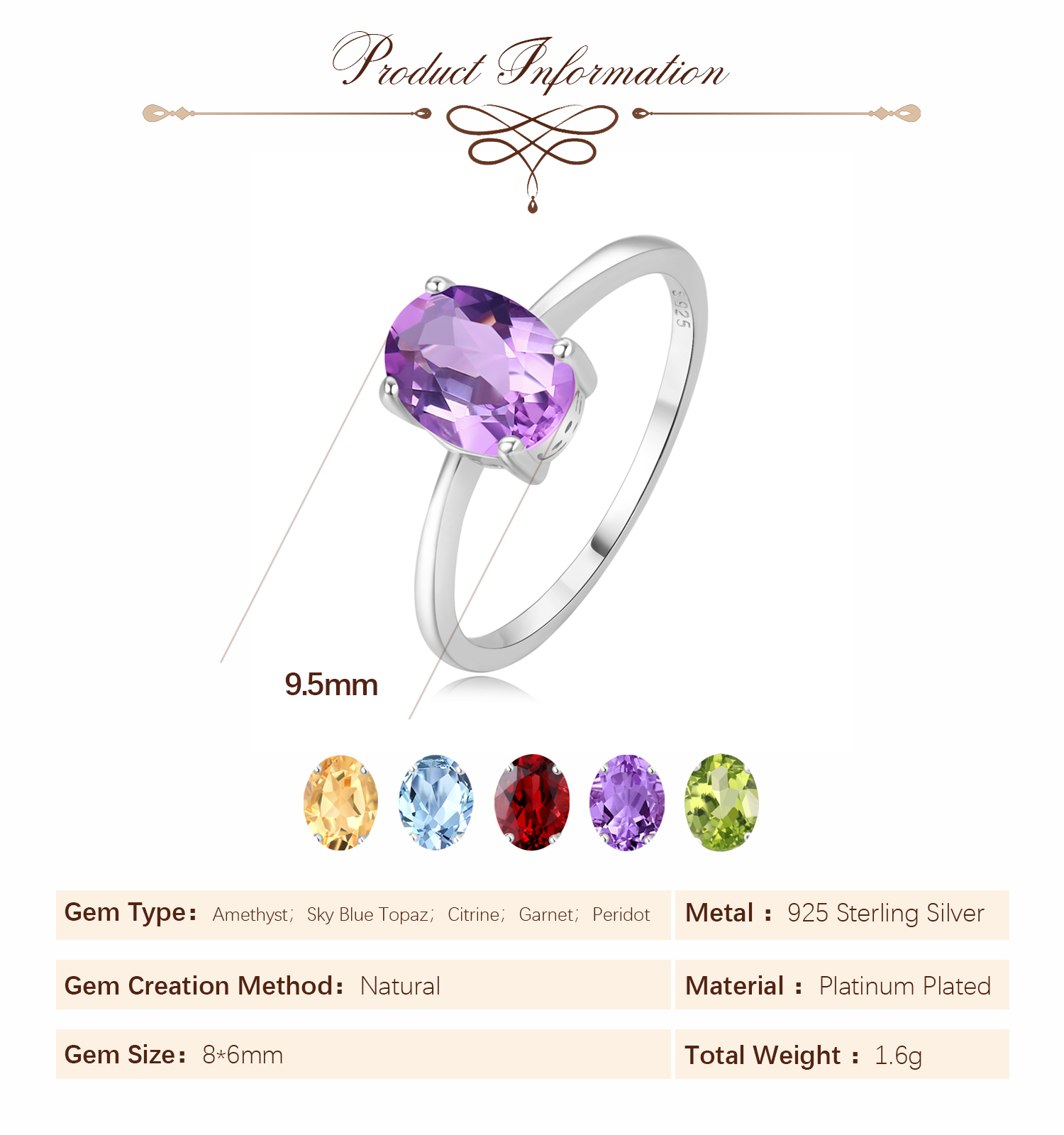 Potiy Natural 1.45ct Granaat C - Birthstone Ring Set recensie en prijs